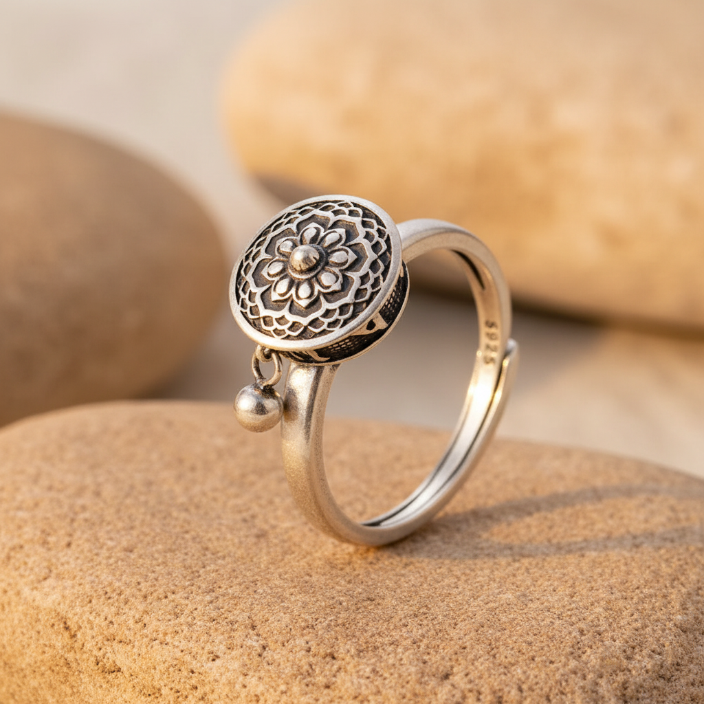 Tibetan Prayer Wheel Spinner Ring