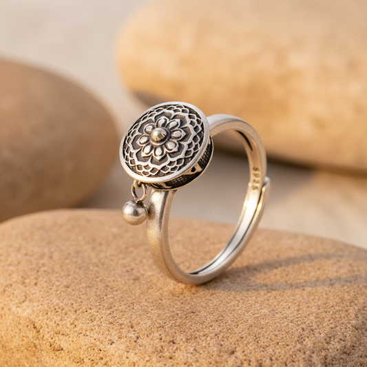 Tibetan Prayer Wheel Spinner Ring
