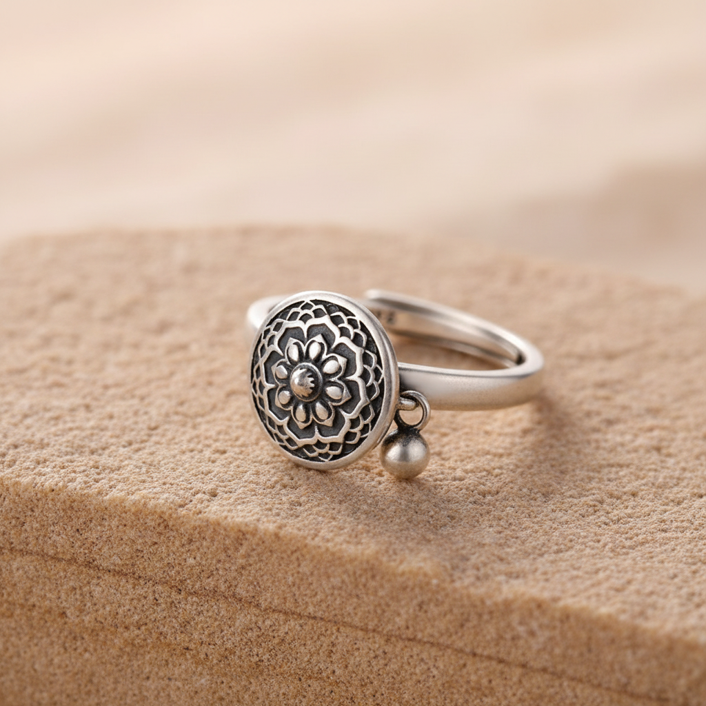 Tibetan Prayer Wheel Spinner Ring