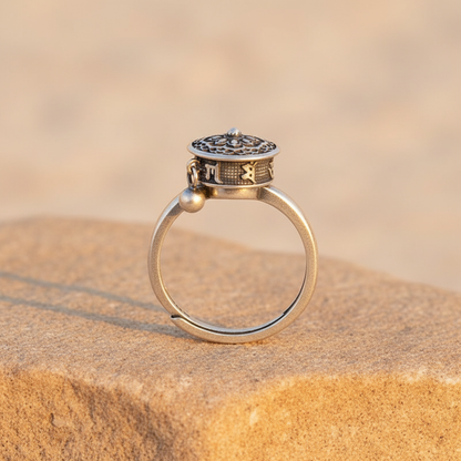 Tibetan Prayer Wheel Spinner Ring