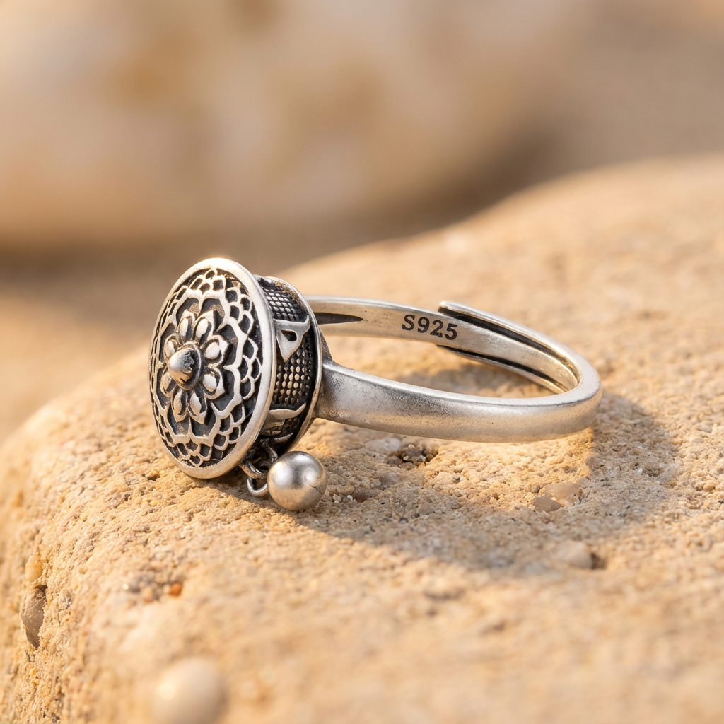 Tibetan Prayer Wheel Spinner Ring